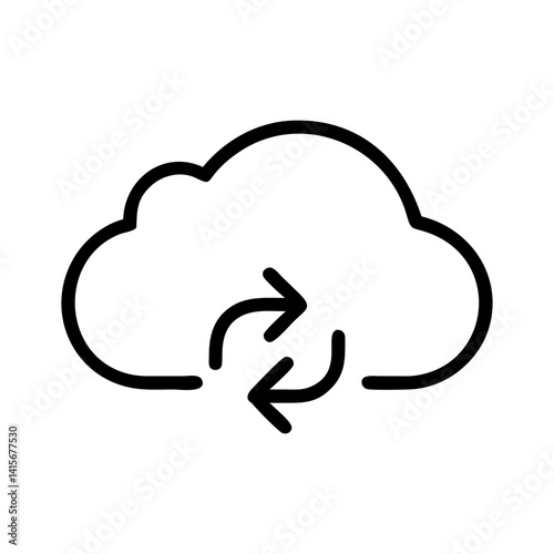 backup cloud synchronization icon for data storage solutions - flat stroke icon for apps and websites
