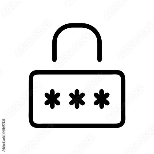 flat stroke password icon for apps and websites, user authentication, secure login, data protection
