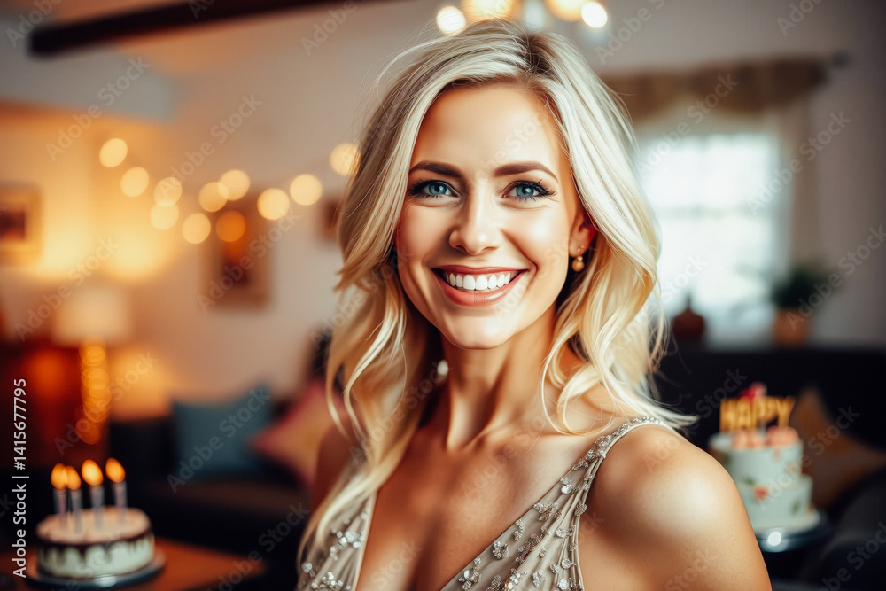 Happy Birthday Celebration Portrait of a Woman