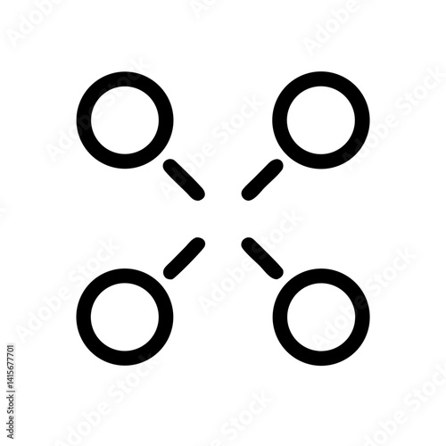 flat stroke network icon for apps and websites, data connectivity, communication systems, digital infrastructure
