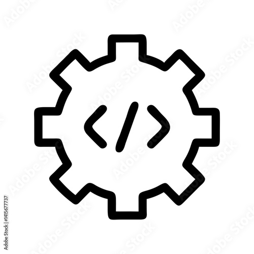 flat stroke api gear icon for apps and websites, software development, coding automation, system integration
