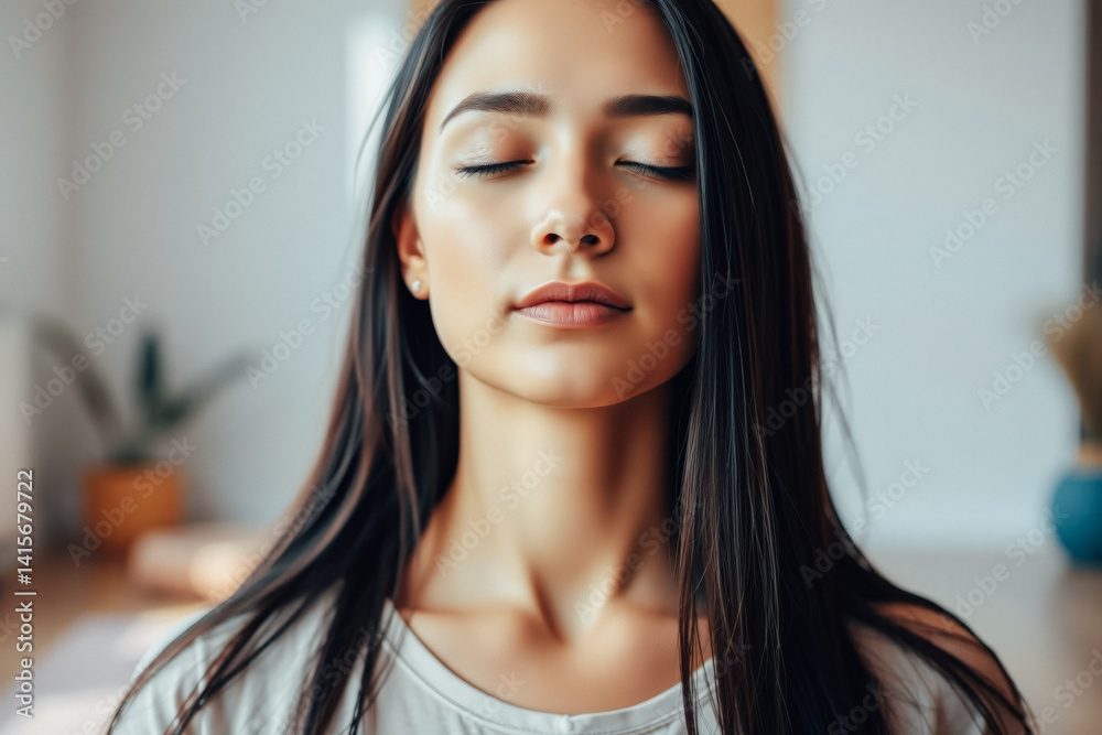 Serene Young Woman in Meditation Pose