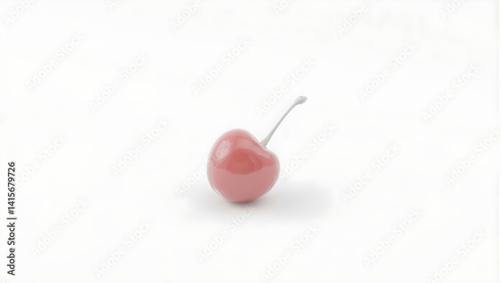Minimalist red cherry on white background with subtle shadow for refined simplicity Perfect for elegant and clean design concepts Minimalist red cherry on white background with subtle shadow for refined simplicity Perfect for elegant and clean design concepts