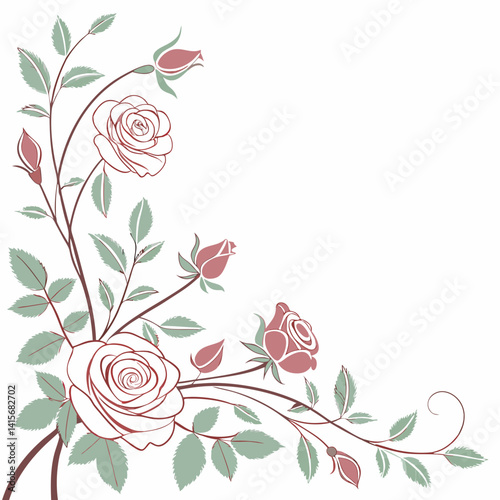 Shabby Chic Rose Border – Elegant Vintage Floral Frame Graphic Design File