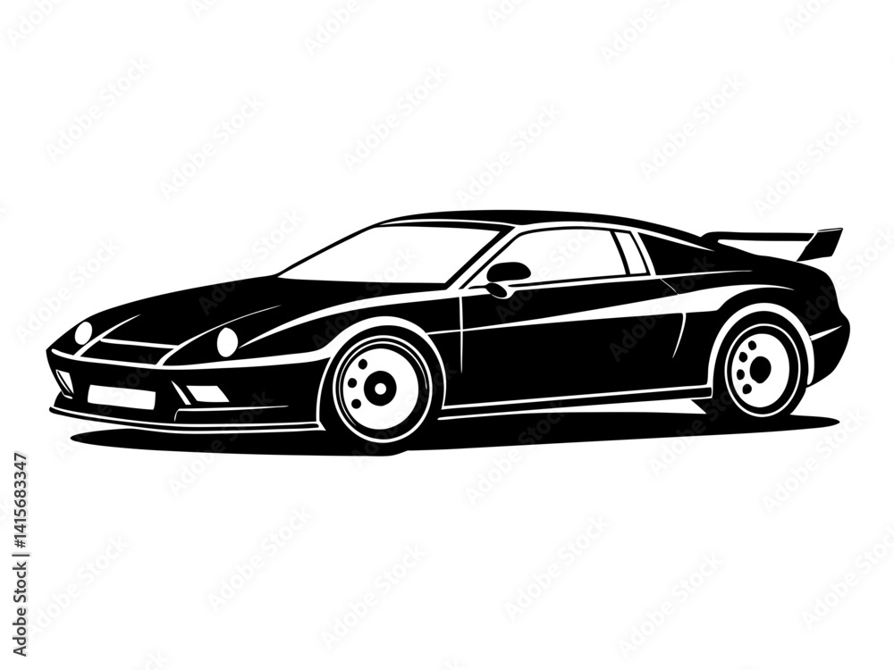 Fototapeta premium Sports Car Silhouette Vector Design | Sleek Sports Car SVG