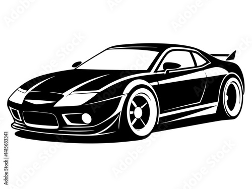 Sports Car Silhouette Vector Design | Sleek Sports Car SVG