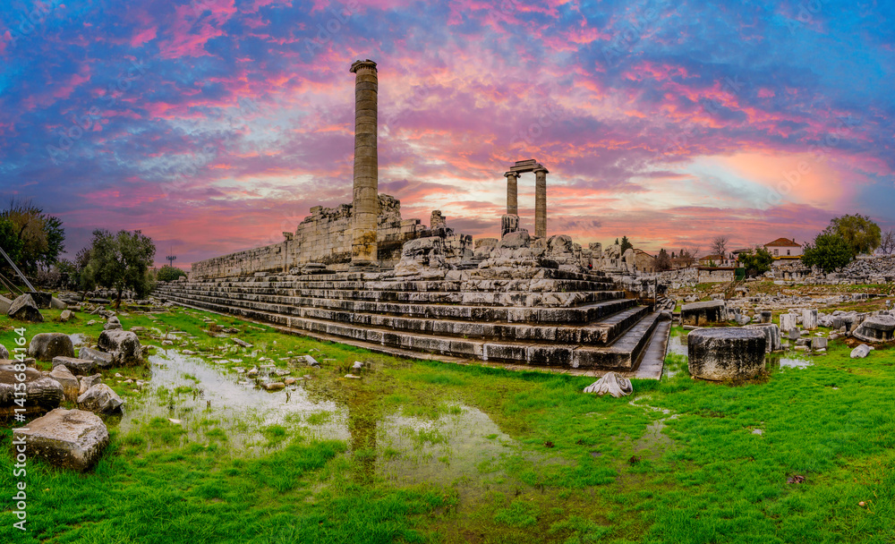 The Apollo Temple view in Didim Town of Turkey