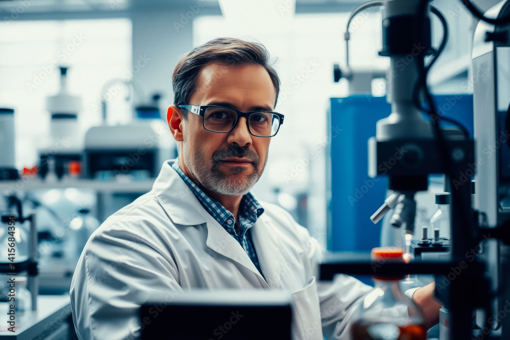 Focused Scientist in Modern Laboratory