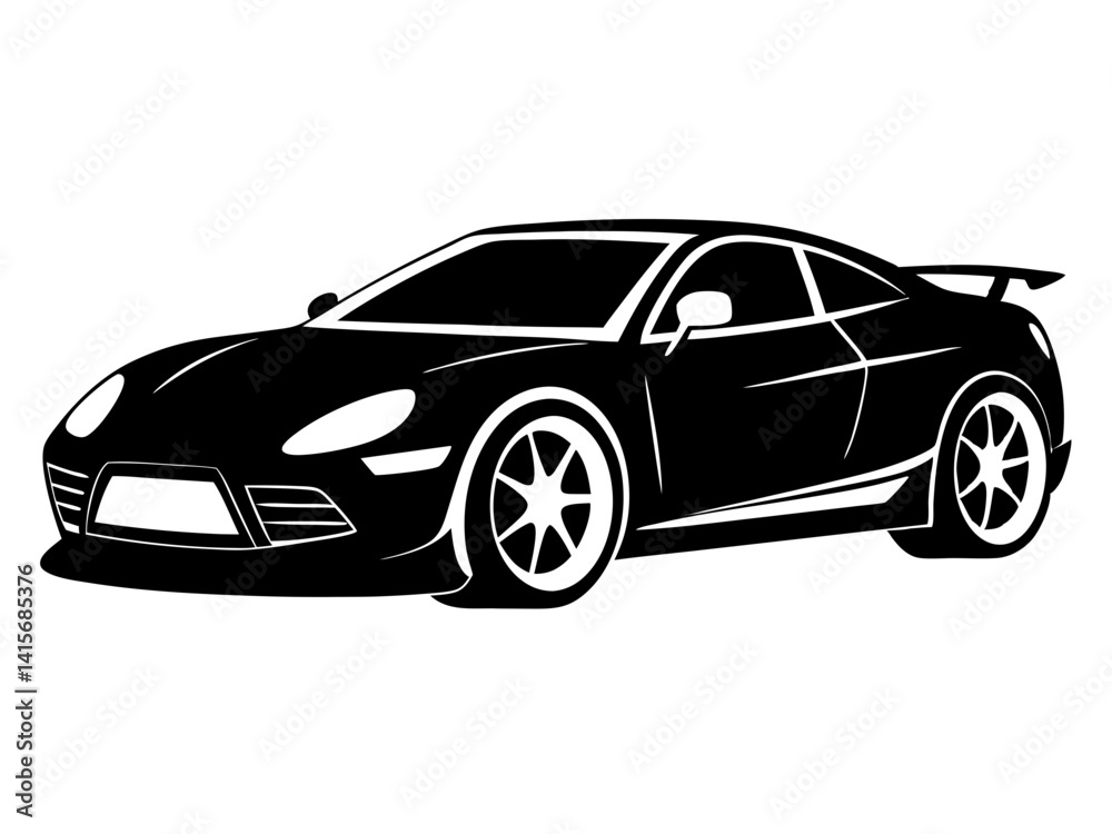Fototapeta premium Sports Car Silhouette Vector Design | Sleek Sports Car SVG