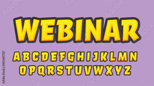 Yellow bright 3d cartoon isolated letters for logo