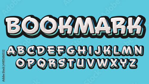 white and blue outline sticker graffiti font