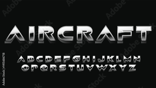 3d metallic silver shades isolated letters