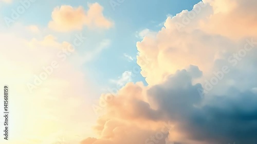 Wallpaper Mural Serene Sky with Fluffy Clouds and Soft Sunlight Creating Peaceful Atmosphere in Blue Horizon Torontodigital.ca