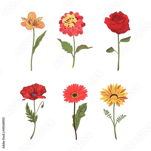 Colorful Organic Types of Flowers T-Shirt (5000 x 5000 px) - 1