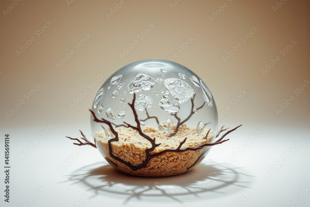 Glass Sphere with Miniature Desert Scene