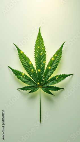 Illustration of a cannabis plant with tetrahydrocannabinolic acid highlighted. photo