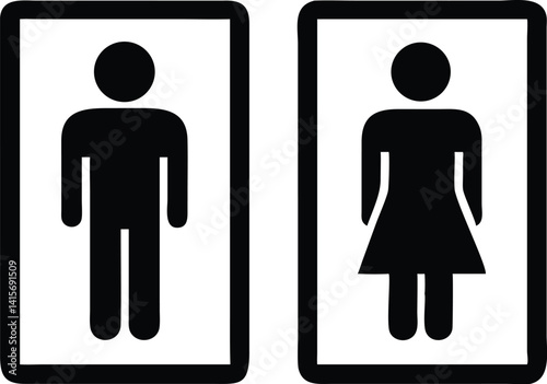 Male and Female Restroom Symbol Silhouettes in Frames