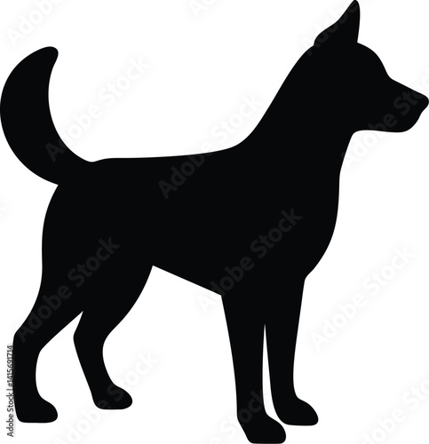 Standing Dog Silhouette with Upright Tail
