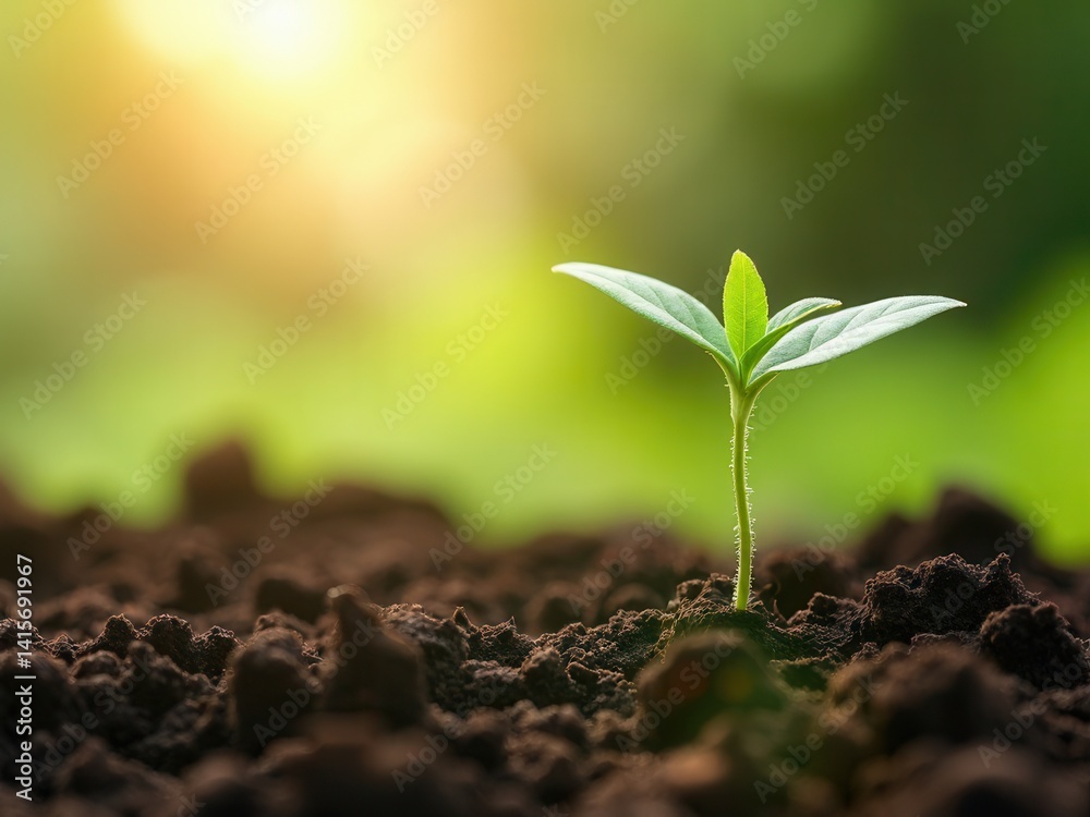 Young plant growing at sunlight. Environment and ecology concept. Sources for renewable, sustainable development..