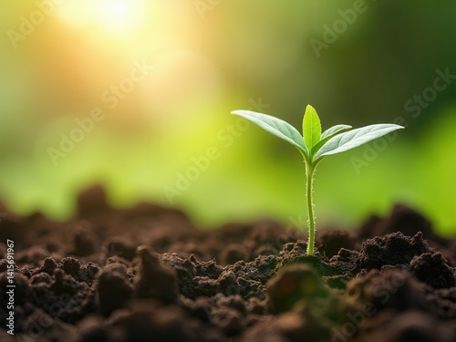 Obraz na płótnie Young plant growing at sunlight. Environment and ecology concept. Sources for renewable, sustainable development.. w salonie