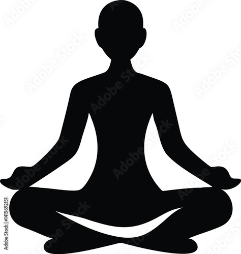 Meditating Person Silhouette in Lotus Yoga Pose