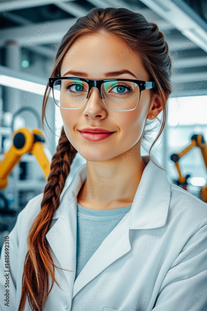 Confident Female Engineer in a Modern Lab