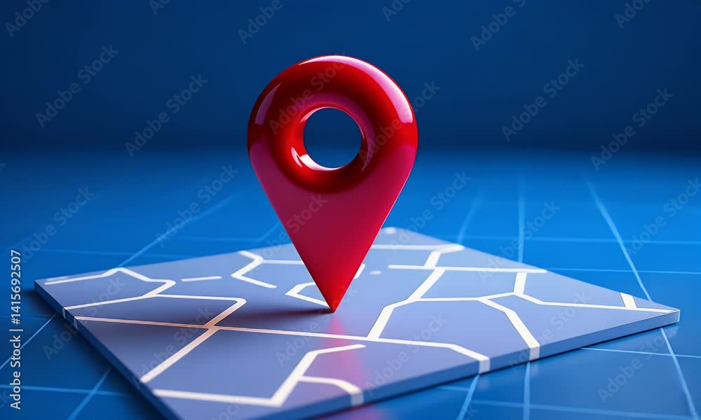 Futuristic Navigation: 3D Red Location Pin & Digital Map | 4K GPS ...