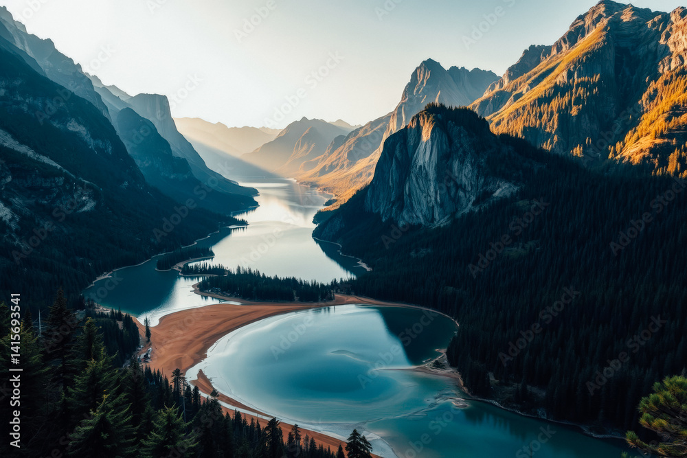 Serene Mountain Lake at Dawn