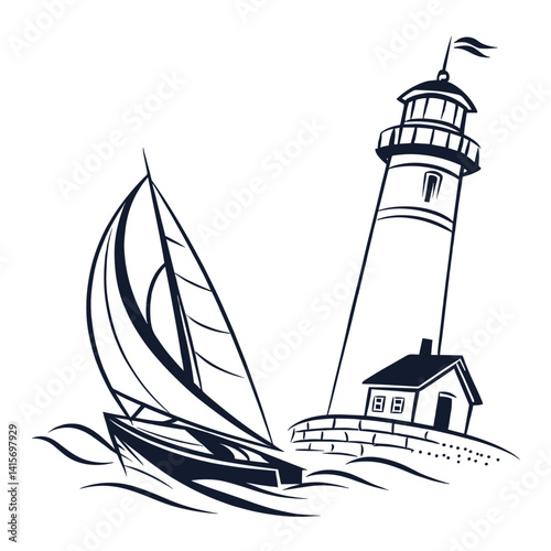 lighthouse silhouette vector illustration