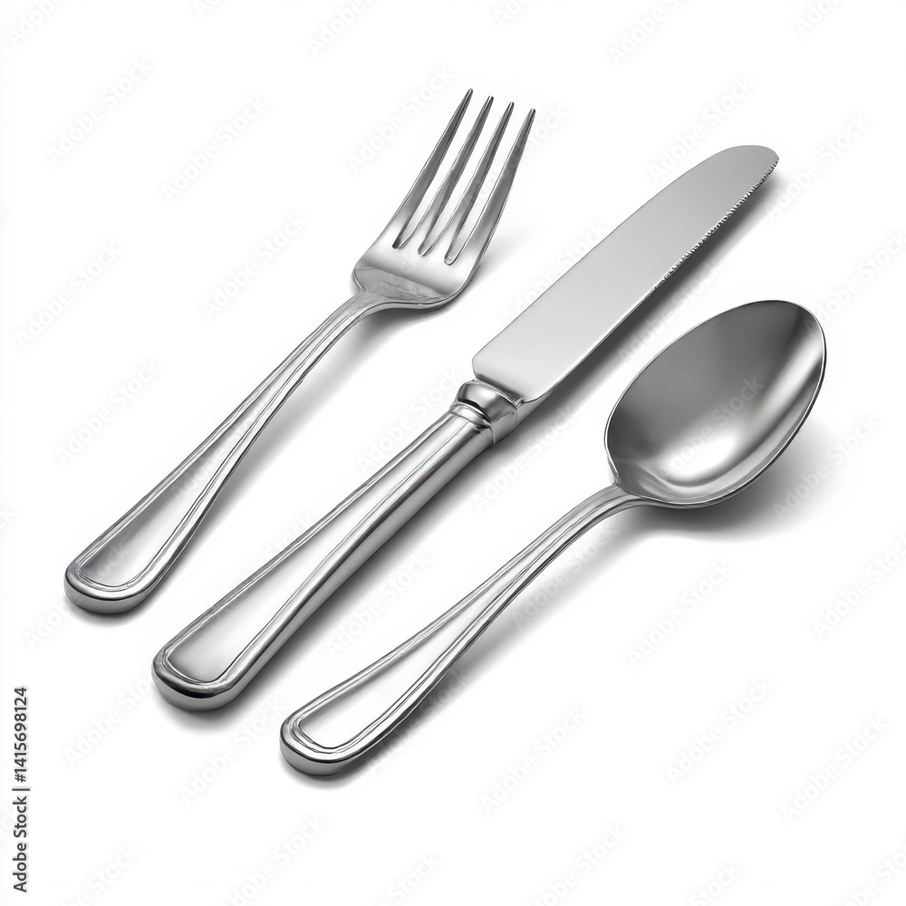 Silverware fork knife and spoon isolated on white background Silverware fork knife and spoon isolated on white background