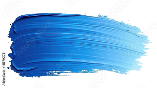 Fototapeta Naklejka Na Ścianę i Meble -  A blue paint brush stroke isolated over png transparent background