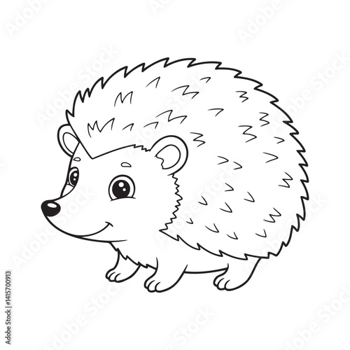 Cute hedgehog illustration for kids coloring page  