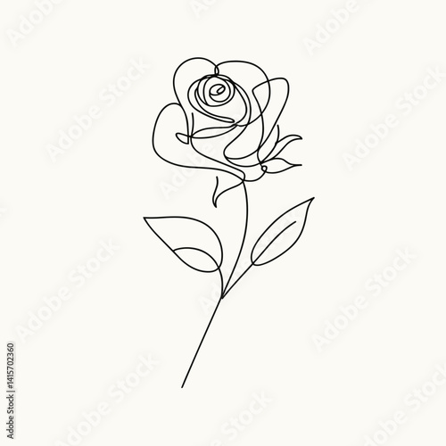 Continuous line drawing of a rose flower - print for t-shirt  