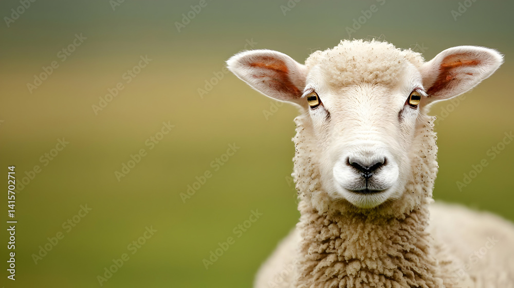 Closeup Portrait Of Sheep In Pasture Closeup Portrait Of Sheep In Pasture