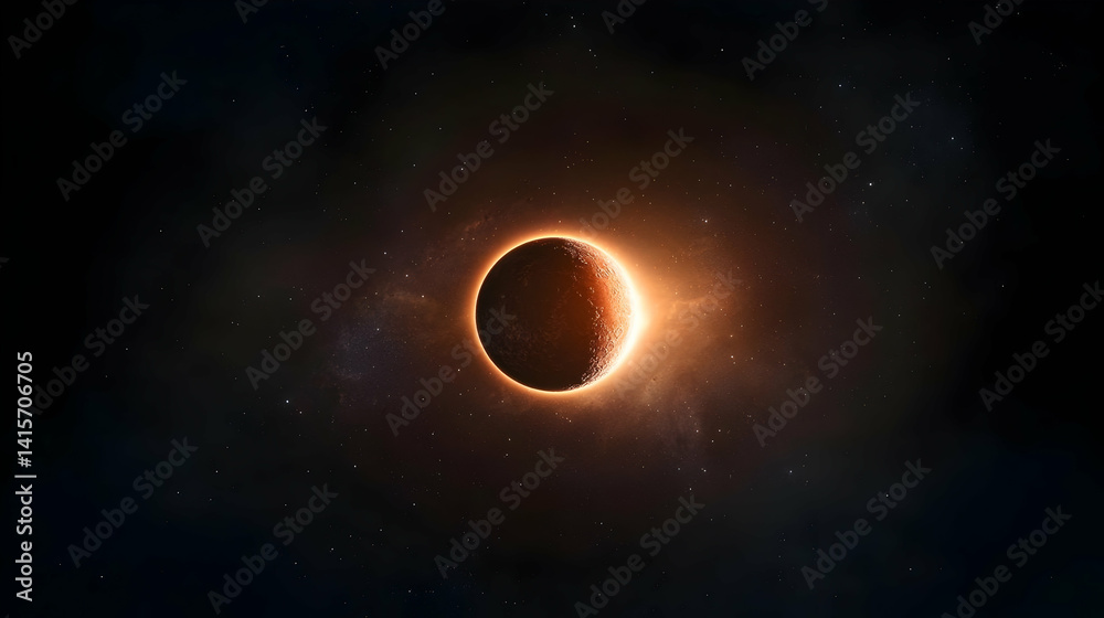Fototapeta premium Glowing Planet Eclipse In Outer Space