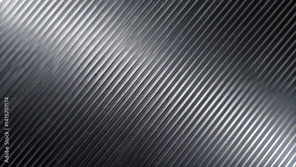 Obraz premium Metallic Ribbed Texture Background. Diagonal Steel Pattern Design. Shiny Industrial Metal Surface.