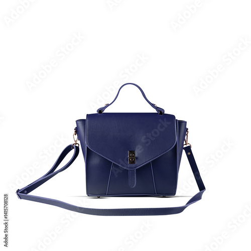 Blue fashion purse handbag on white background isolated