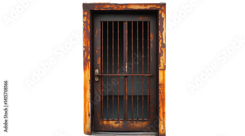 Photo of rusty metal door isolated on transparent background.png