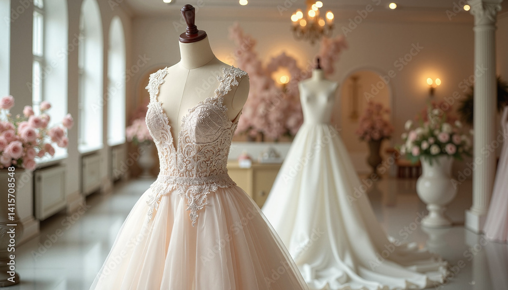 Elegant bridal gowns displayed in a boutique setting
Elegant bridal gowns displayed in a boutique setting