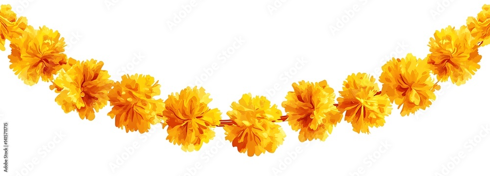 Fototapeta premium long garland made of yellow marigold flowers