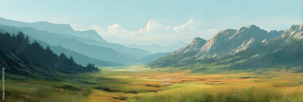 A landscape with mountains in the background