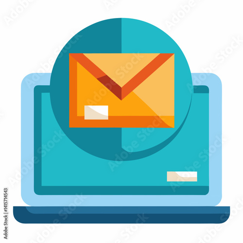 Inbox icon on laptop screen with envelope graphic