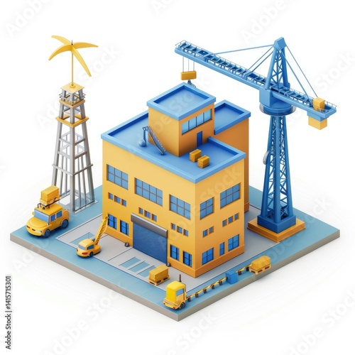 Obraz na płótnie Industrial construction site in isometric style. w salonie