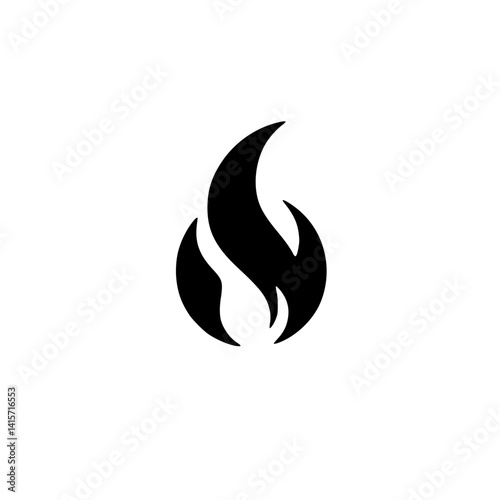 Bold Flame Symbol in Monochrome – High-Contrast Black and White Fire Icon SVG for Versatile Branding