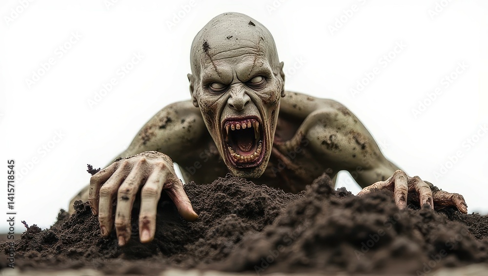 Zombie Rising from Grave, Horror, Halloween, Undead Creature
