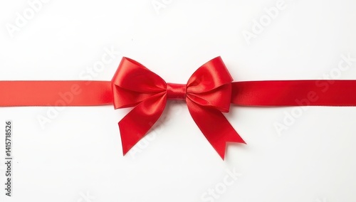 Obraz na płótnie Red Satin Ribbon Bow on White Background w salonie