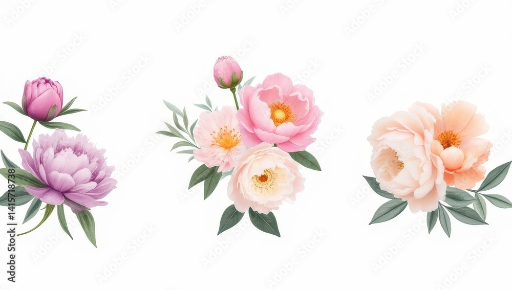 Elegant Pastel Peonies Floral Arrangement