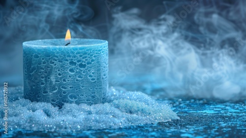Wallpaper Mural A blue candle flickers, surrounded by bubbles and swirling smoke Torontodigital.ca