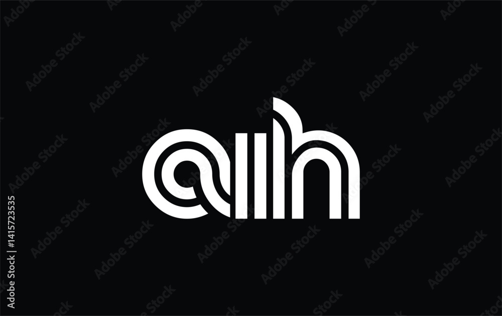 AIH Creative Unique Modern Letter Logo Design. Stylized logo featuring a unique letter design, presenting abstract minimalist aesthetics and modern appeal