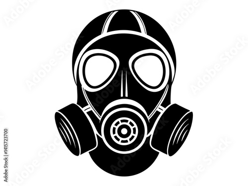 Gas Mask Silhouette Vector | Tactical Gas Mask SVG Icon